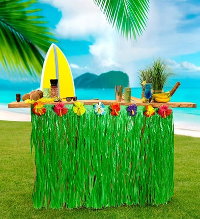 Widmann SRL Tafelrandversiering met hibiscus bloemen 275x70cm Roos