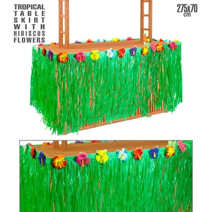 Widmann SRL Tafelrandversiering met hibiscus bloemen 275x70cm Roos