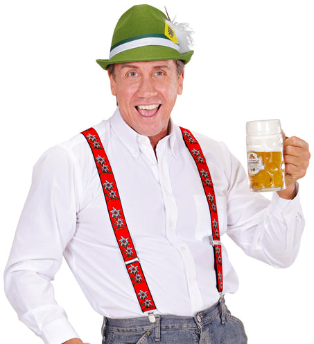 Widmann SRL Tiroler Edelweiss bretels oktoberfeest rood