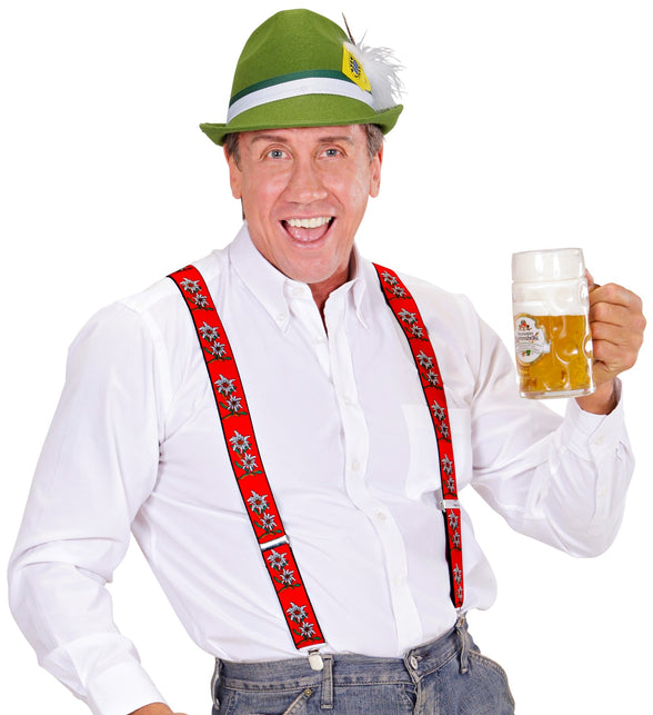 Widmann SRL Tiroler Edelweiss bretels oktoberfeest rood