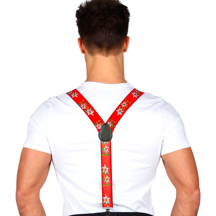 Widmann SRL Tiroler Edelweiss bretels oktoberfeest rood