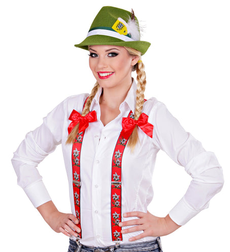 Widmann SRL Tiroler Edelweiss bretels oktoberfeest rood