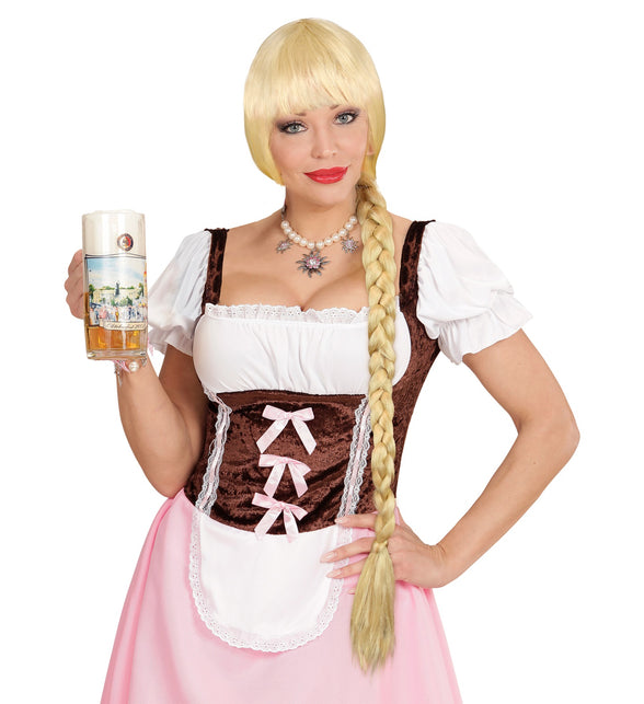 Widmann SRL Tiroler pruik met lange vlecht blond