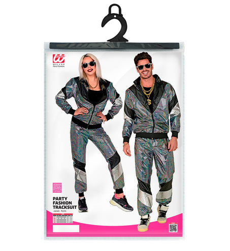 Widmann SRL Trainingspak disco jaren 80 zilver reflecterend