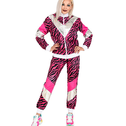 Widmann SRL Trainingspak tijger neon roze jaren 80