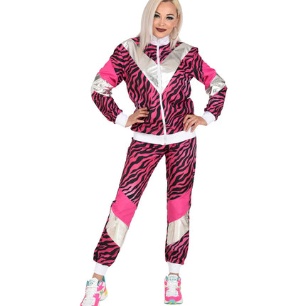 Widmann SRL Trainingspak tijger neon roze jaren 80