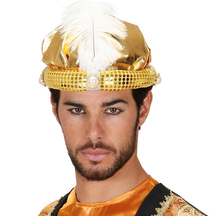 Widmann SRL Tulband sultan in goud met nep parels