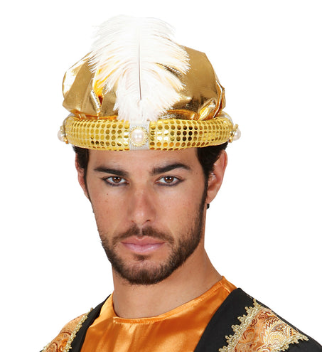 Widmann SRL Tulband sultan in goud met nep parels