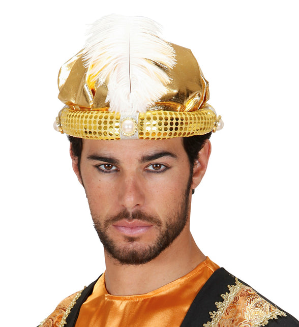 Widmann SRL Tulband sultan in goud met nep parels