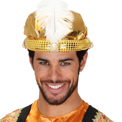 Widmann SRL Tulband sultan in goud met nep parels