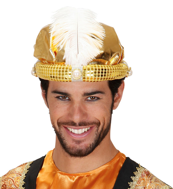 Widmann SRL Tulband sultan in goud met nep parels