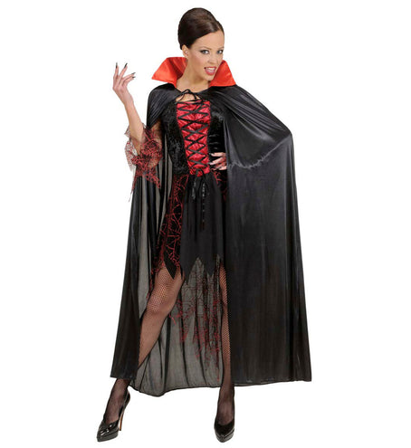 Widmann SRL Vampier cape zwart met rode kraag volwassenen