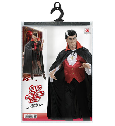 Widmann SRL Vampier cape zwart met rode kraag volwassenen