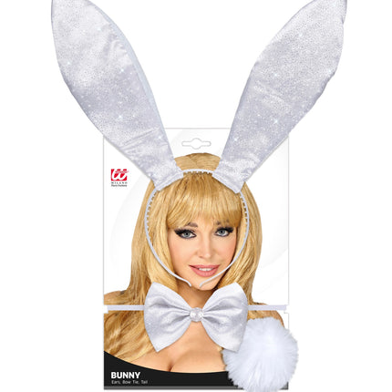 Widmann SRL Verkleedset bunny wit glitters