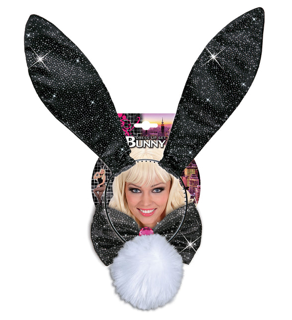 Widmann SRL Verkleedset bunny zwart glitters