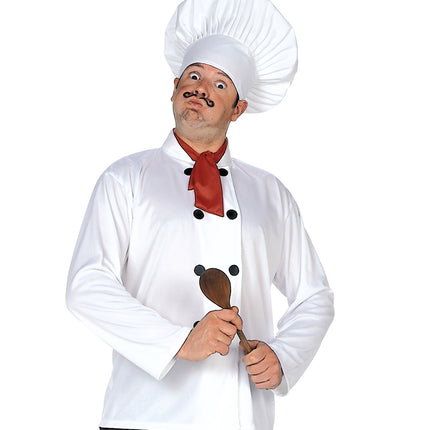 Widmann SRL Verkleedset chef Kok met koksbuis, muts en sjaal