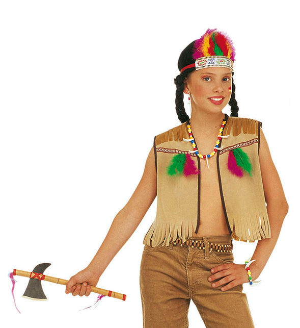 Widmann SRL Verkleedset indiaan vest verentooi en ketting