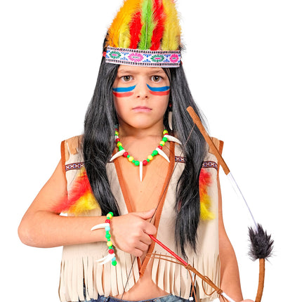 Widmann SRL Verkleedset indiaan vest verentooi en ketting