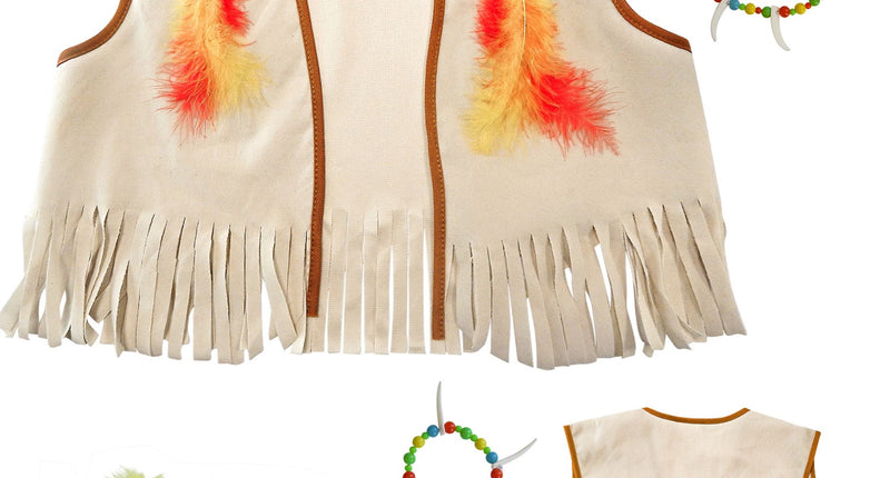 Widmann SRL Verkleedset indiaan vest verentooi en ketting
