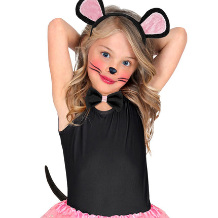 Widmann SRL Verkleedset muis met oren staart en strik