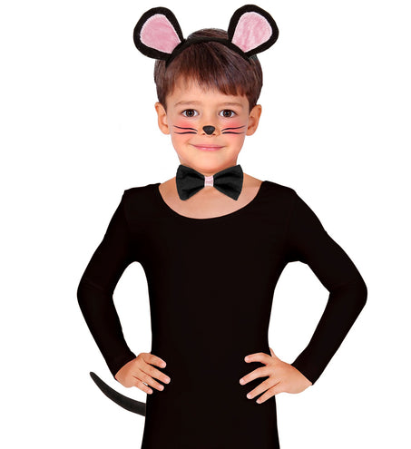 Widmann SRL Verkleedset muis met oren staart en strik