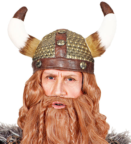 Widmann SRL Viking helm met hoorns van vacht