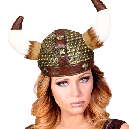 Widmann SRL Viking helm met hoorns van vacht