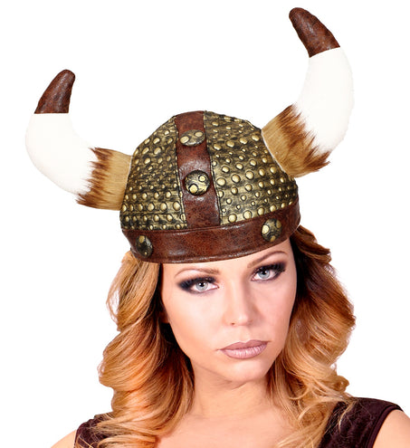 Widmann SRL Viking helm met hoorns van vacht