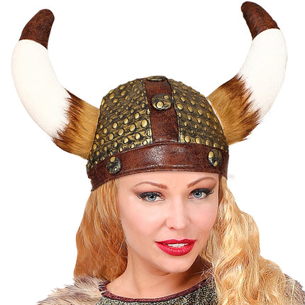 Widmann SRL Viking helm met hoorns van vacht