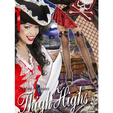 Widmann SRL Visnet kniekousen piraat met zwart strikje