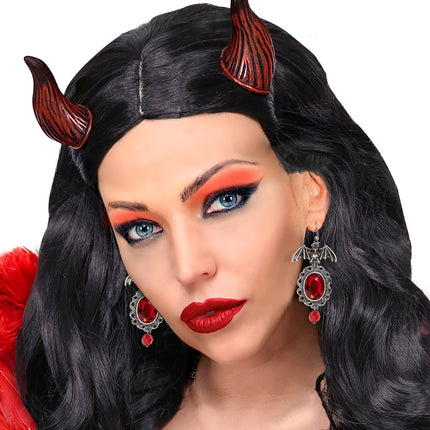 Widmann SRL Vleermuis oorringen met rode steen