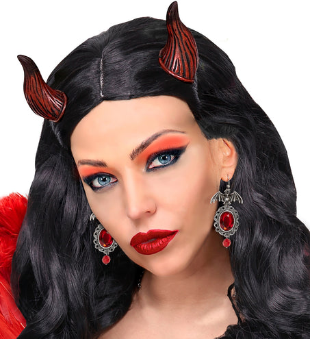 Widmann SRL Vleermuis oorringen met rode steen