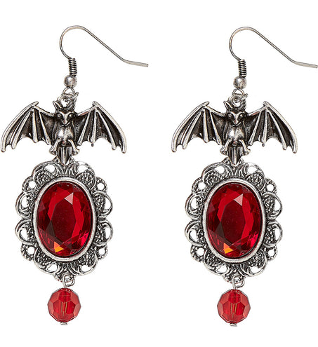 Widmann SRL Vleermuis oorringen met rode steen