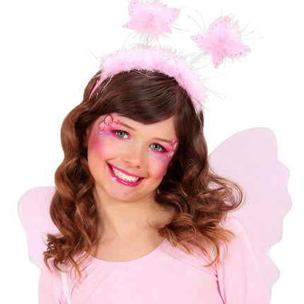 Widmann SRL Vlinder diadeem roze