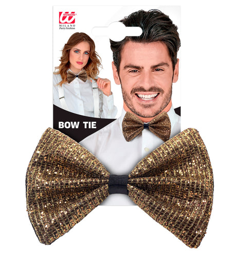 Widmann SRL Vlinderdas glitter Sheldon goud