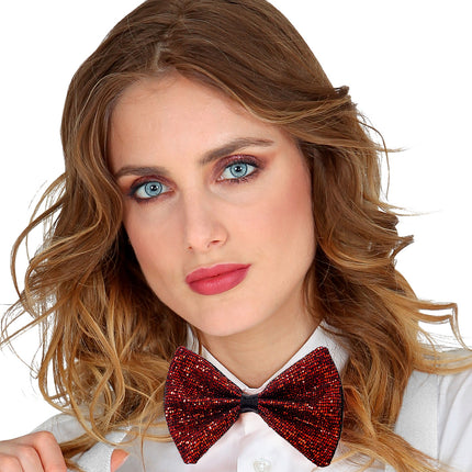 Widmann SRL Vlinderdas glitter Sheldon rood