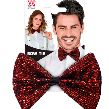 Widmann SRL Vlinderdas glitter Sheldon rood