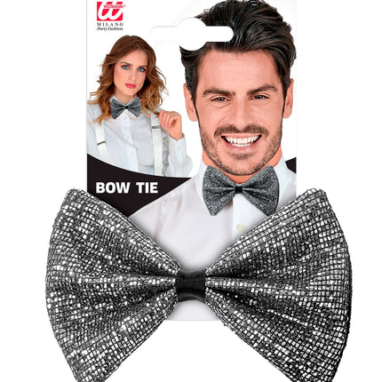 Widmann SRL Vlinderdas glitter Sheldon zilver