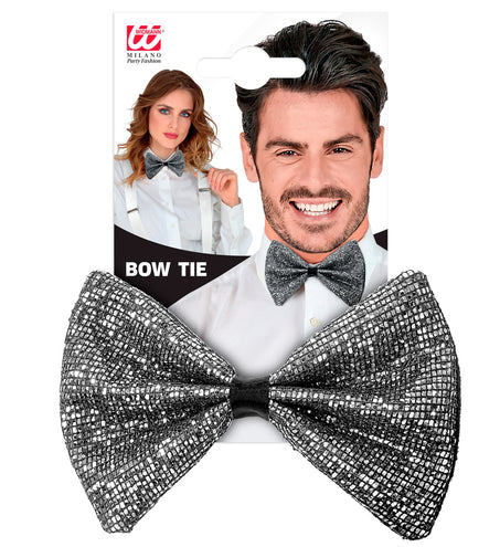 Widmann SRL Vlinderdas glitter Sheldon zilver