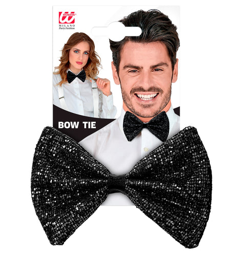 Widmann SRL Vlinderdas glitter Sheldon zwart