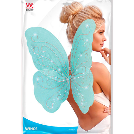 Widmann SRL Vlindervleugels glitter blauw
