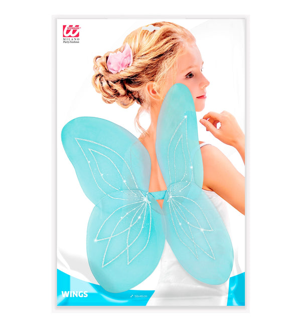 Widmann SRL Vlindervleugels glitter blauw kinderen