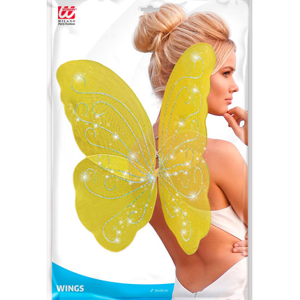 Widmann SRL Vlindervleugels glitter geel