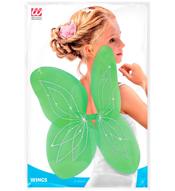 Widmann SRL Vlindervleugels glitter groen kinderen