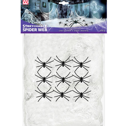 Widmann SRL Wit spinnenweb met negen spinnen