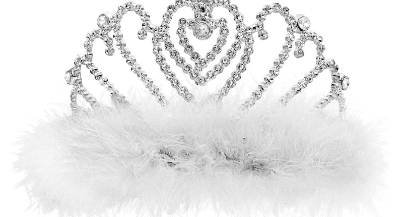 Widmann SRL Witte prinsessenkroon met marabou