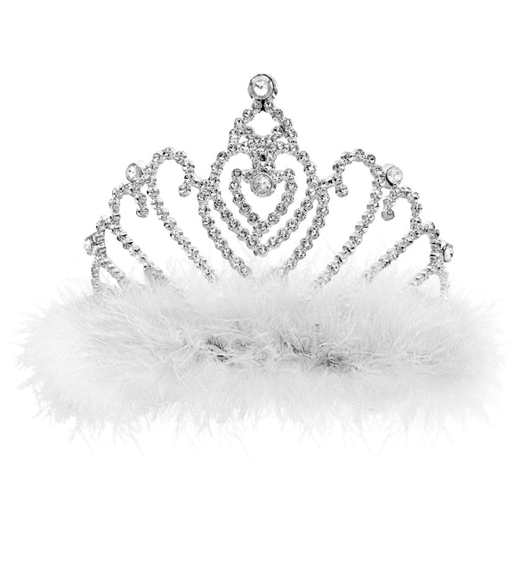 Widmann SRL Witte prinsessenkroon met marabou