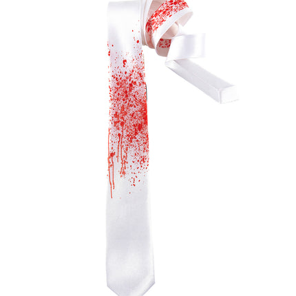 Widmann SRL Witte stropdas met bloed halloween