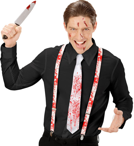 Widmann SRL Witte stropdas met bloed halloween