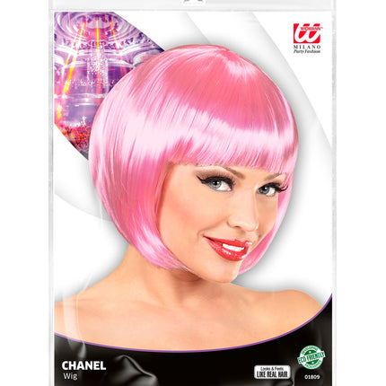 Widmann SRL Zacht roze boblijnpruik